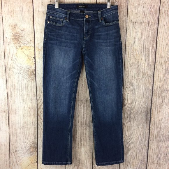 White House Black Market Denim - WHBM Crop Leg Stretch Denim Blue Jeans Sz 2
